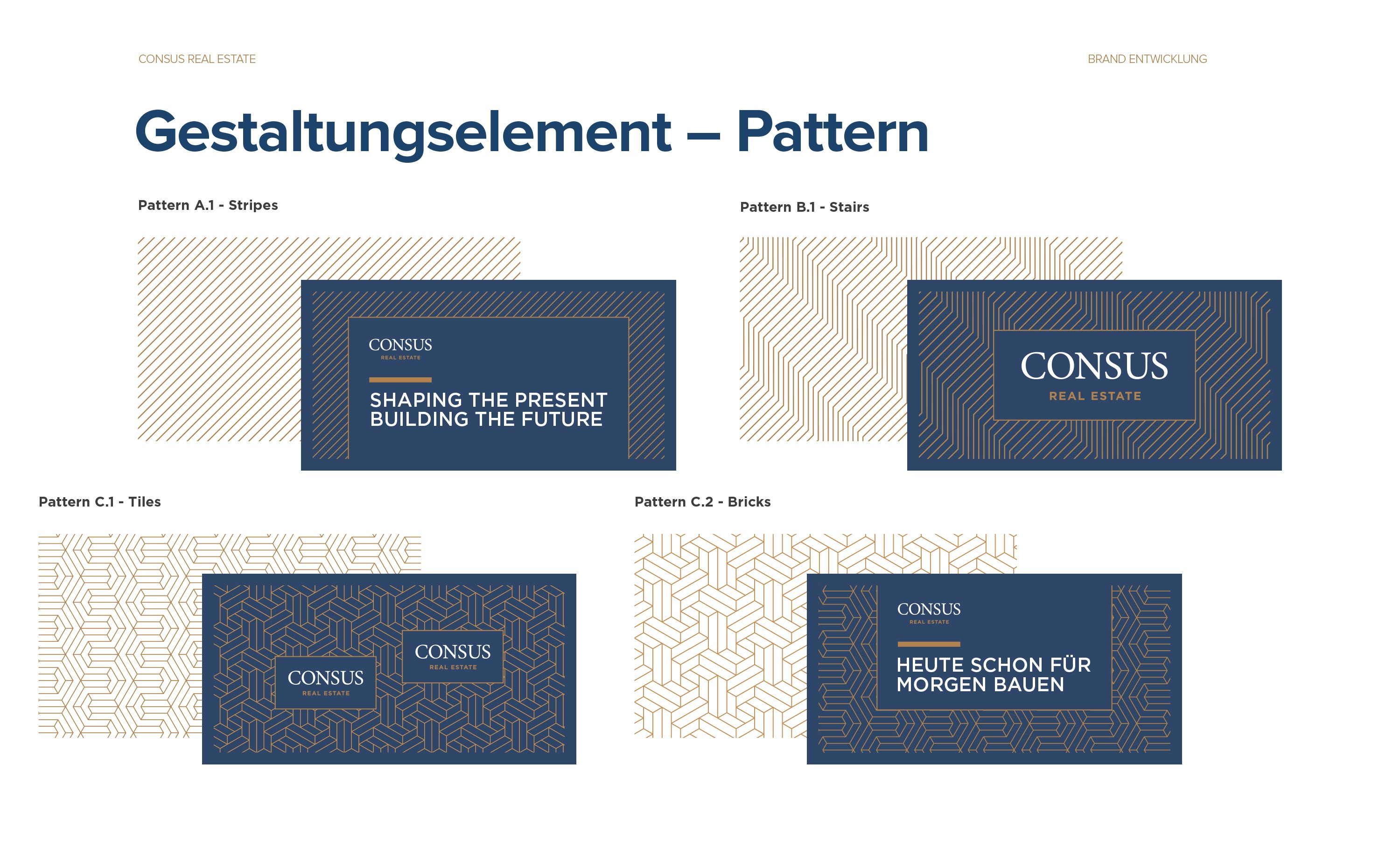 Gestaltungsmuster im Corporate Design von Consus Real Estate – grafisches Rastermotiv mit architektonischem Bezug.