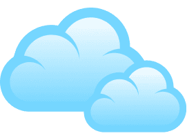 Two fluffy cartoon clouds on a black background.