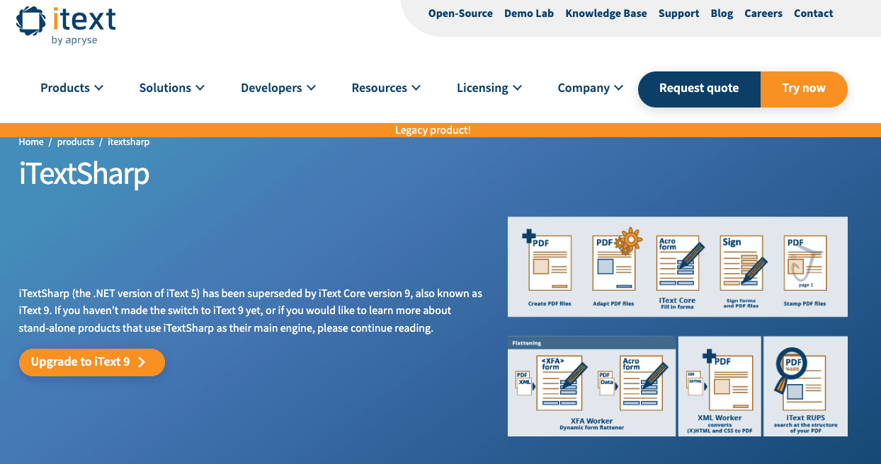 homepage of ITextSharp