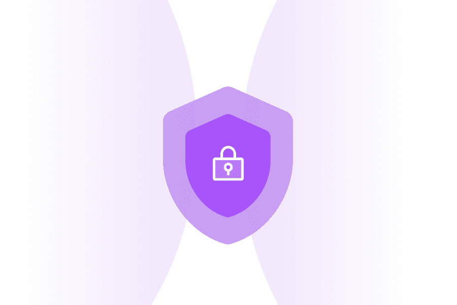 Shield with lock icon in the middle.