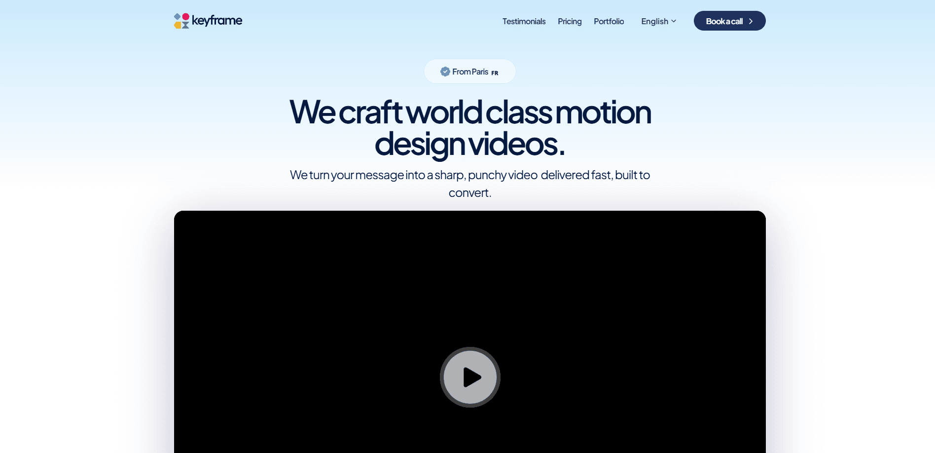 Hero section du site de  keyframe agency