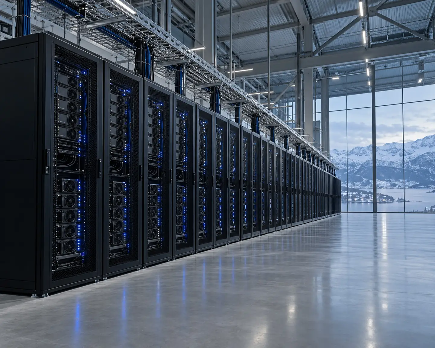 GPU racks in Hall A, Narvik