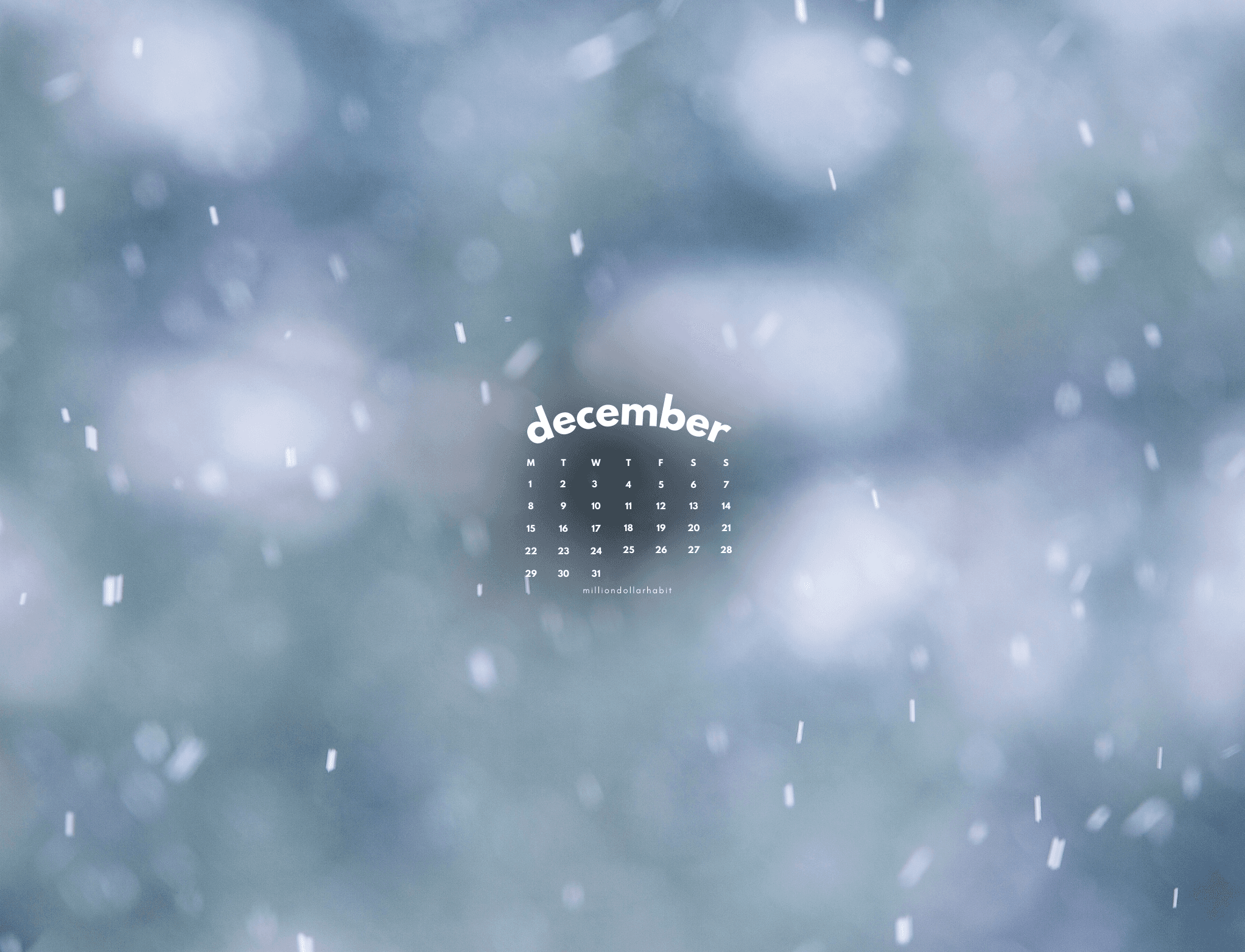 December 2025 desktop calendar wallpaper with clean typography and neutral background