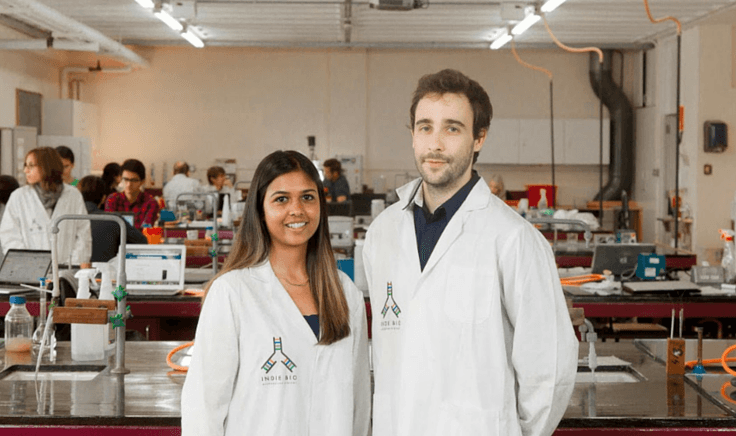 Natasha Dhayagude (CEO/Cofounder), Emmanuel Diniz (CEO/Cofounder), of Chinova Bioworks, in the IndieBio Labs, Cork City, Ireland. Photo credit: Brendan O'Leary/oleary.photo