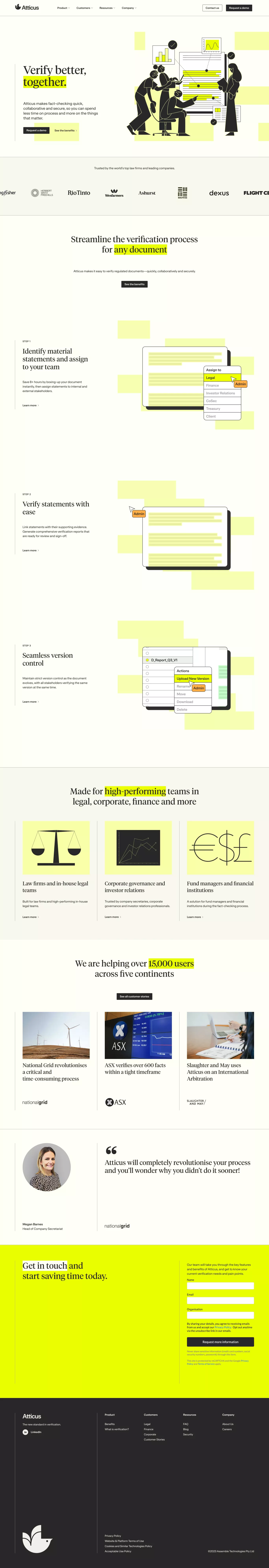 Fact-checking and verification software landing page screenshot showcasing Tech design