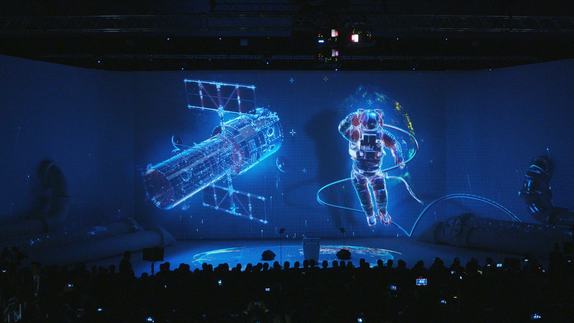 Wireframe choreography introducing industry themes in light
