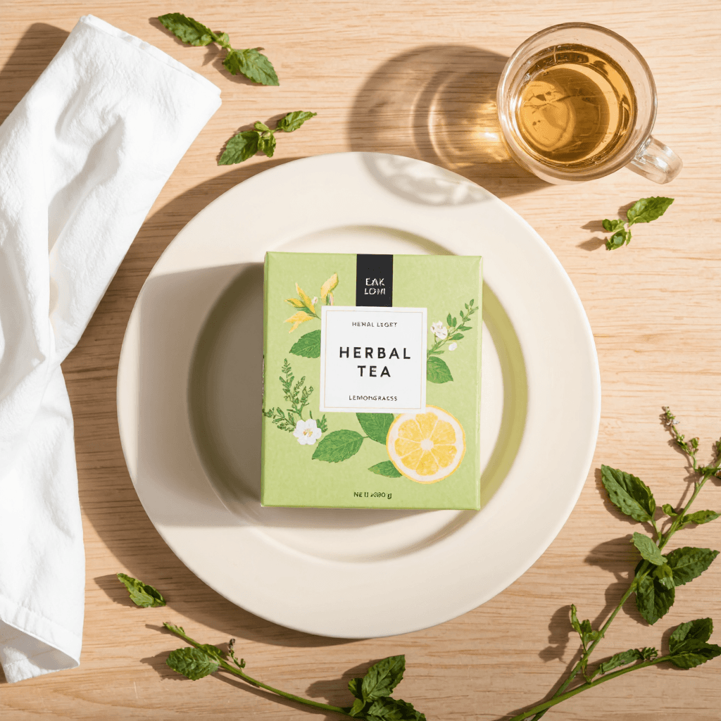 product photography of herbal tea box