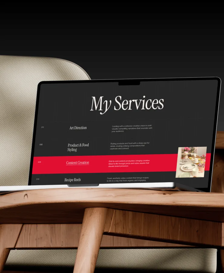 Mobile crop of Vidushi Singhania’s services and content creation page.