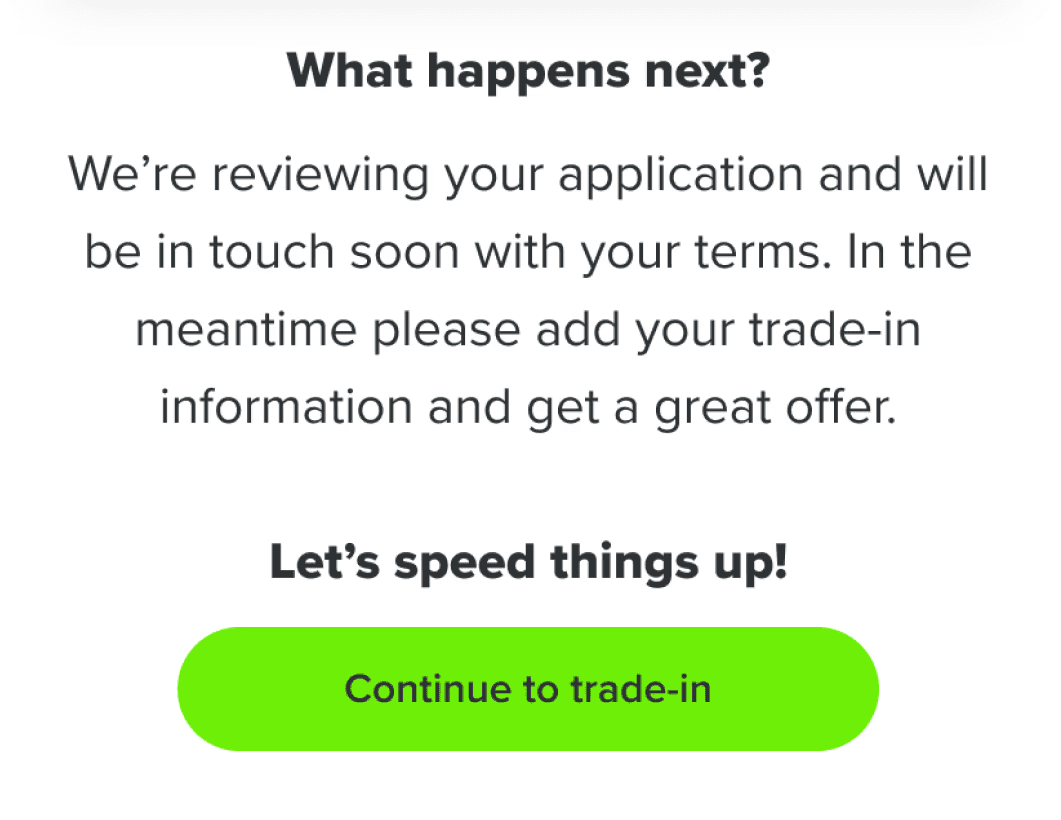End of checkout flow - add a trade-in CTA