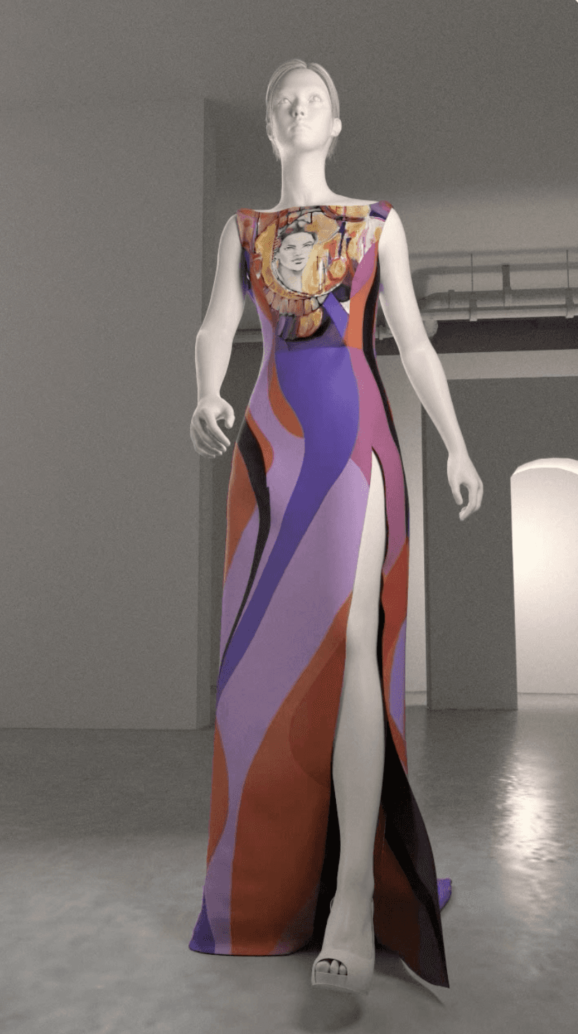 3d render of a purple and orange dress