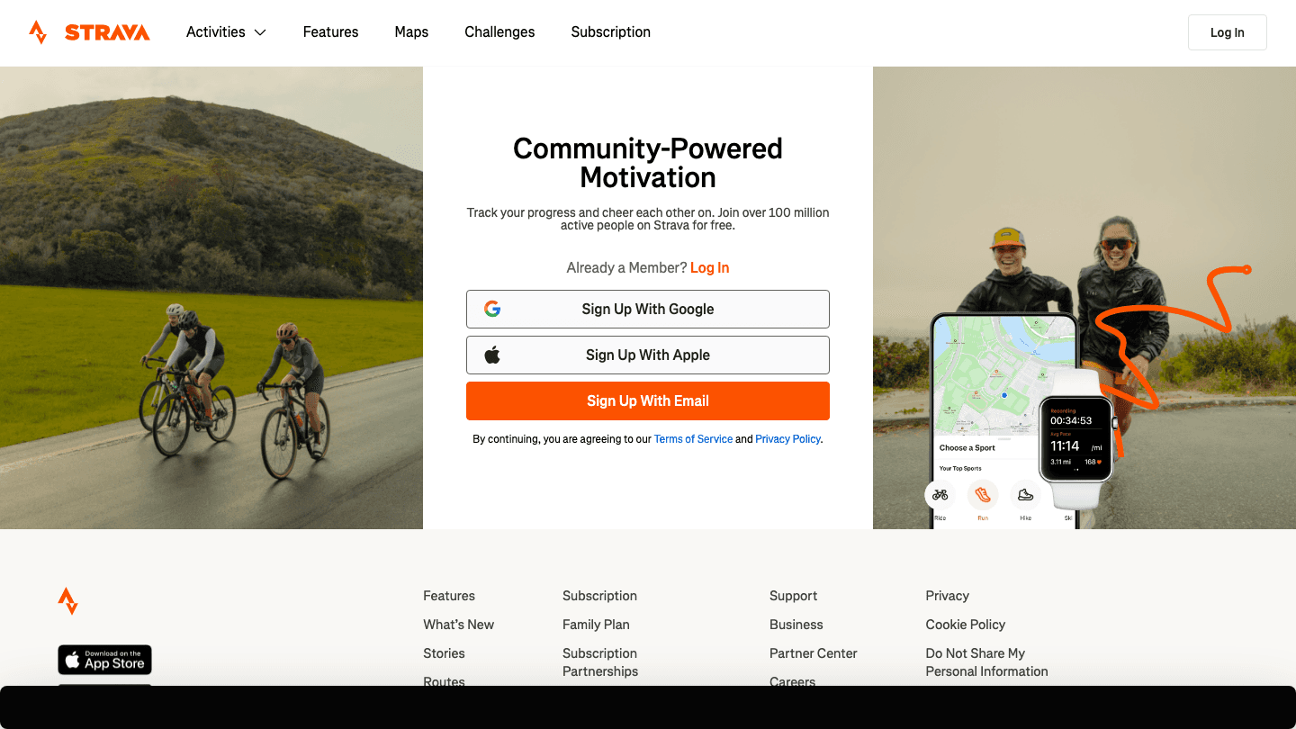 Strava running and cycling app