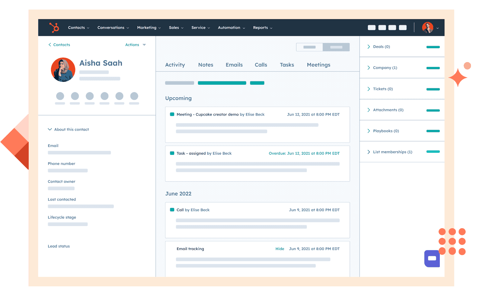 Hubspot CRM interface