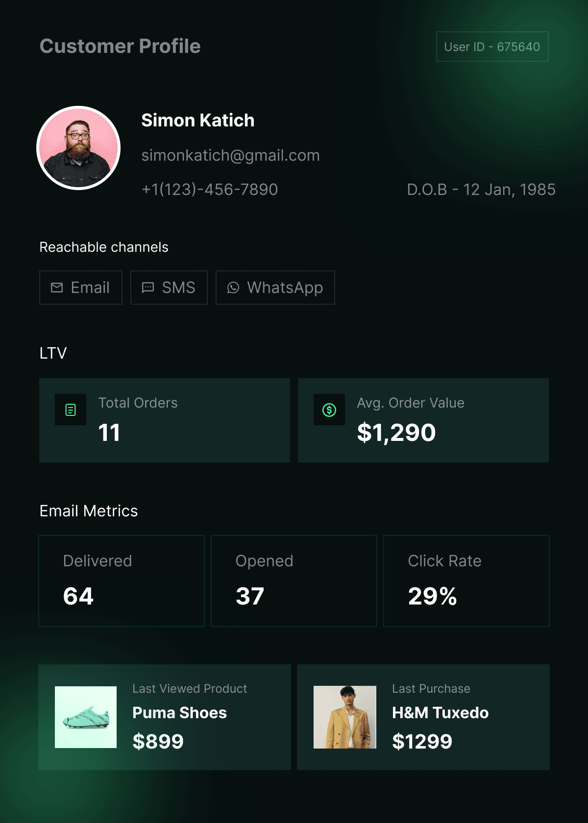 Customer View Dashboard