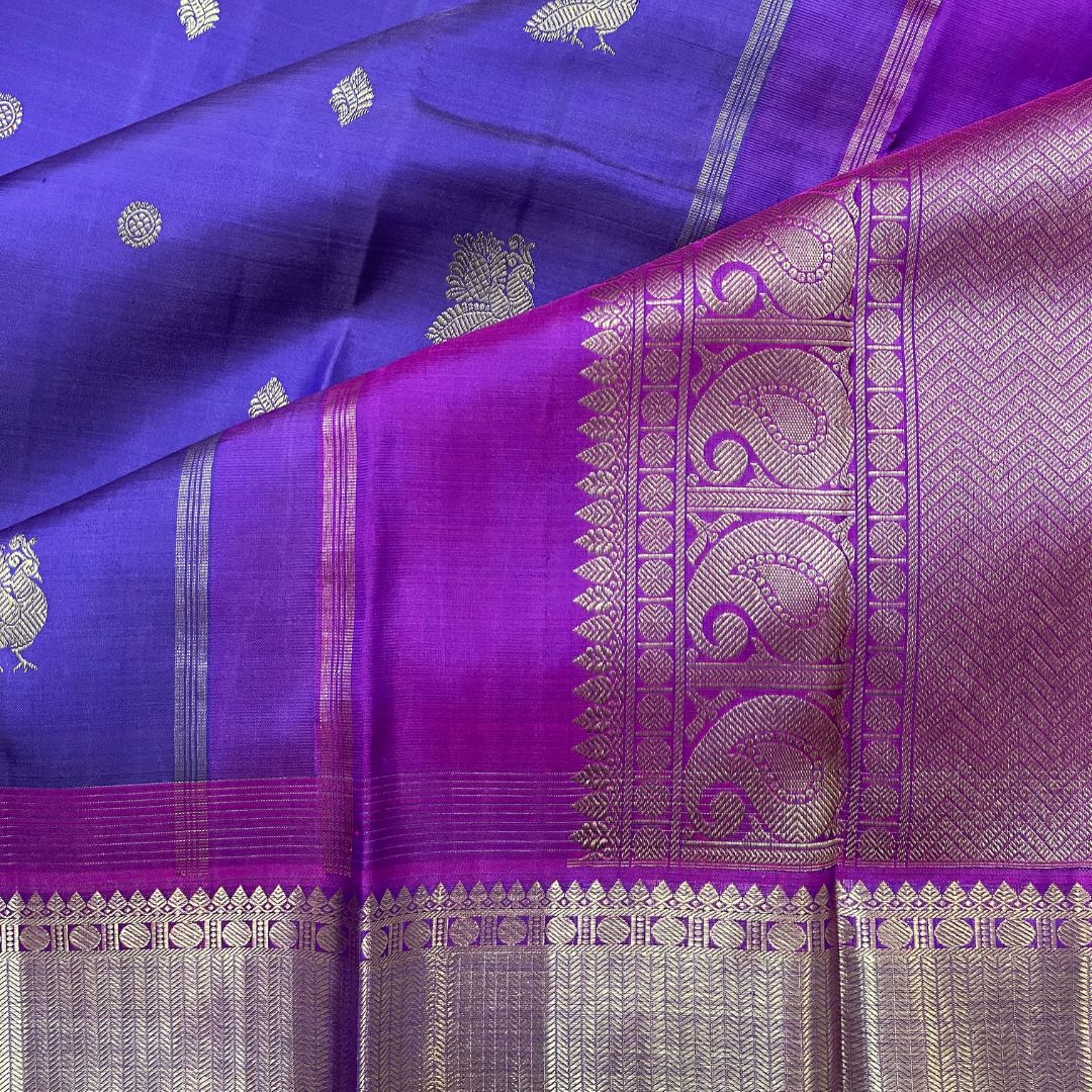 Royal Blue and Purple Kanchivaram Silk Saree