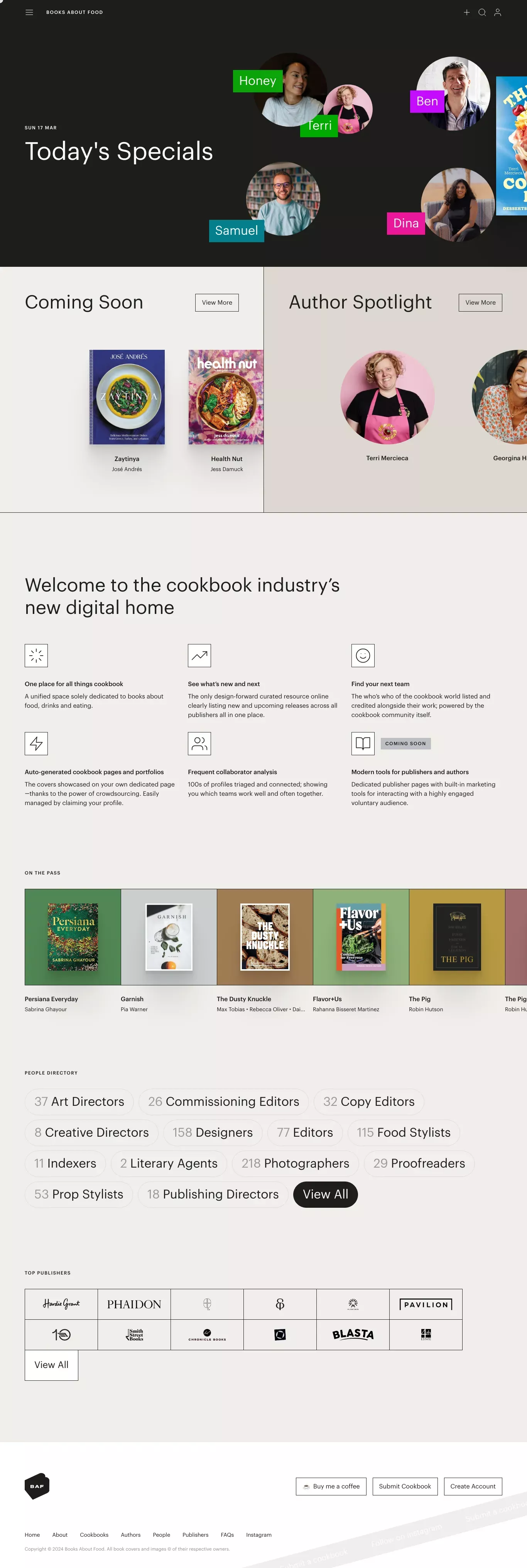 Books About Food landing page screenshot showcasing Food & Drinks design