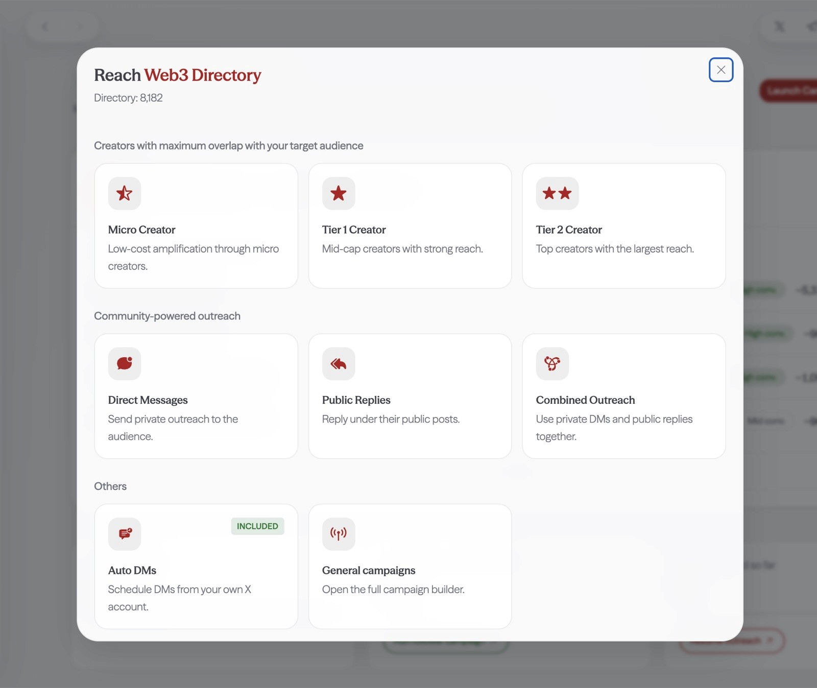 Choosing creator tiers in Dopamyn — Micro, Tier 1, and Tier 2 creators