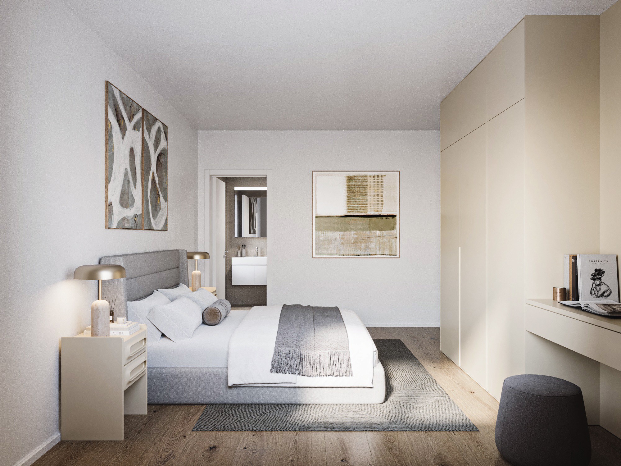 a living room filled with furniture and a large window