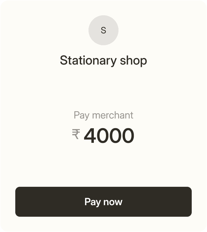 Merchant payment page with a Pay now button
