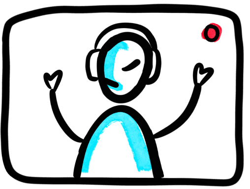 Hand drawing icon of online meeting