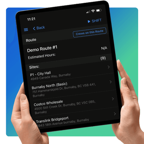Hands holding tablet with Yeti Software open.