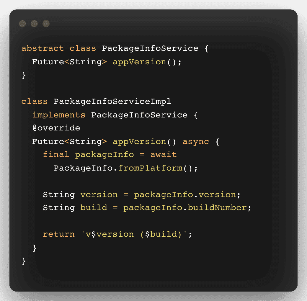 A Dart code snippet.