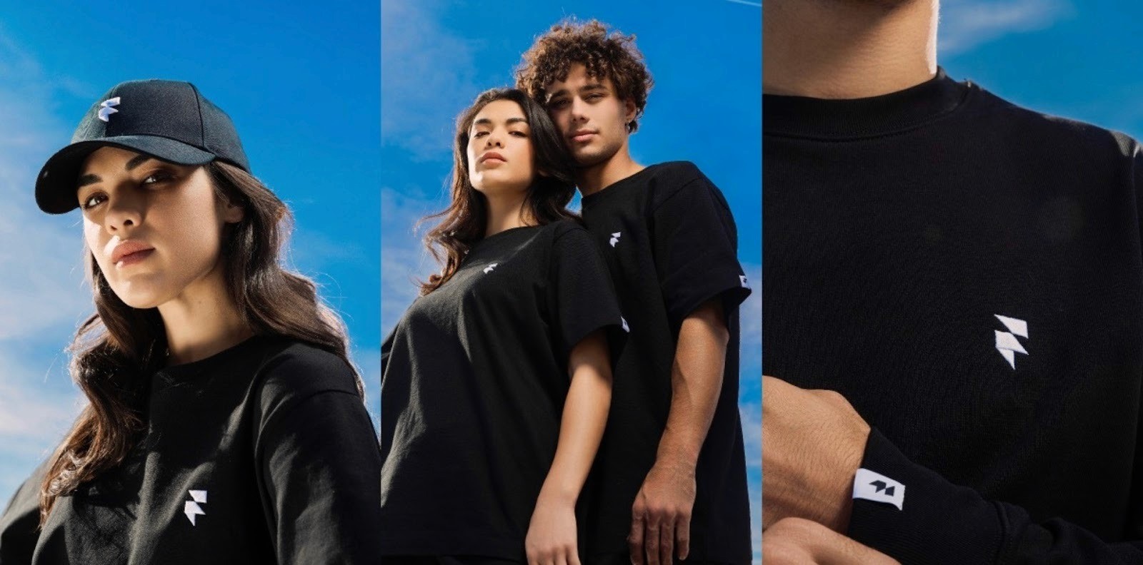 Showcase of framer merch worn by young models
