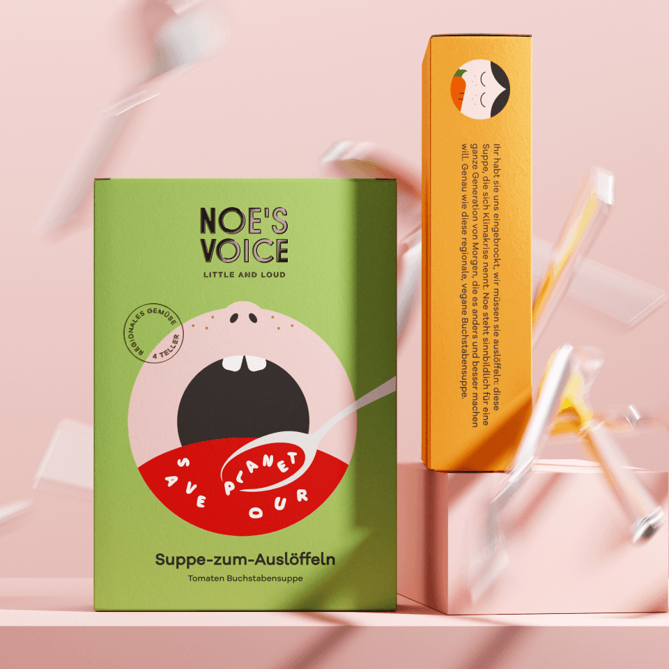 Noe's Voice Detail – Verpackungs-Closeup mit Logo und Charakter