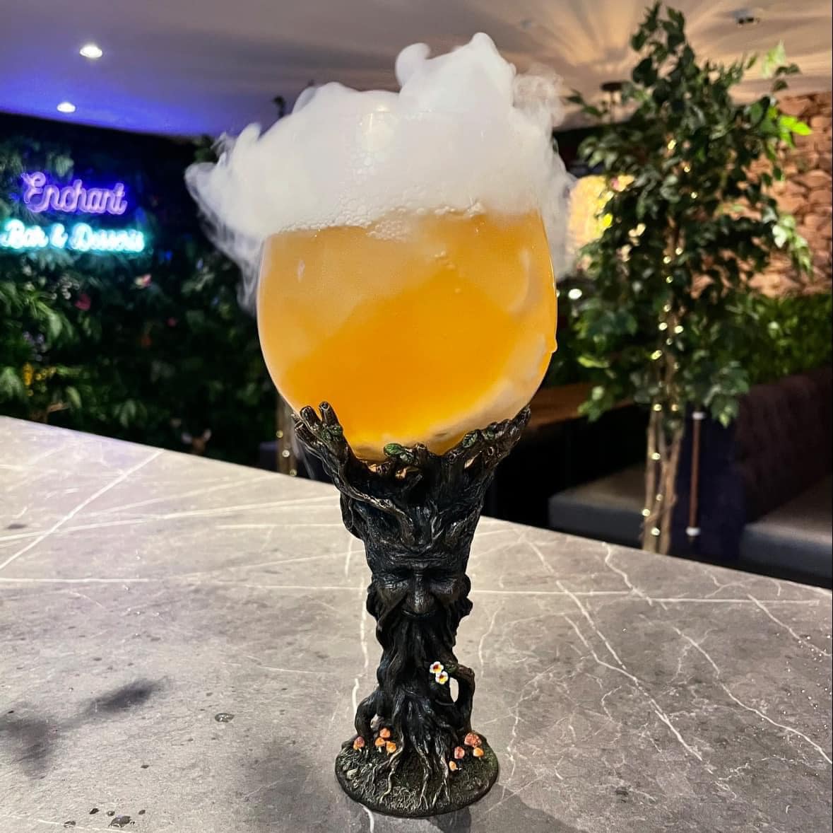 blue and black glass bottle