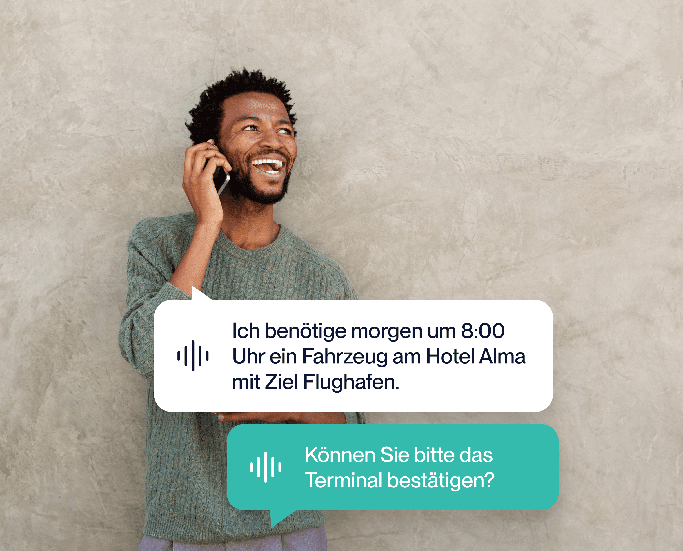 Man talking on phone booking a taxi