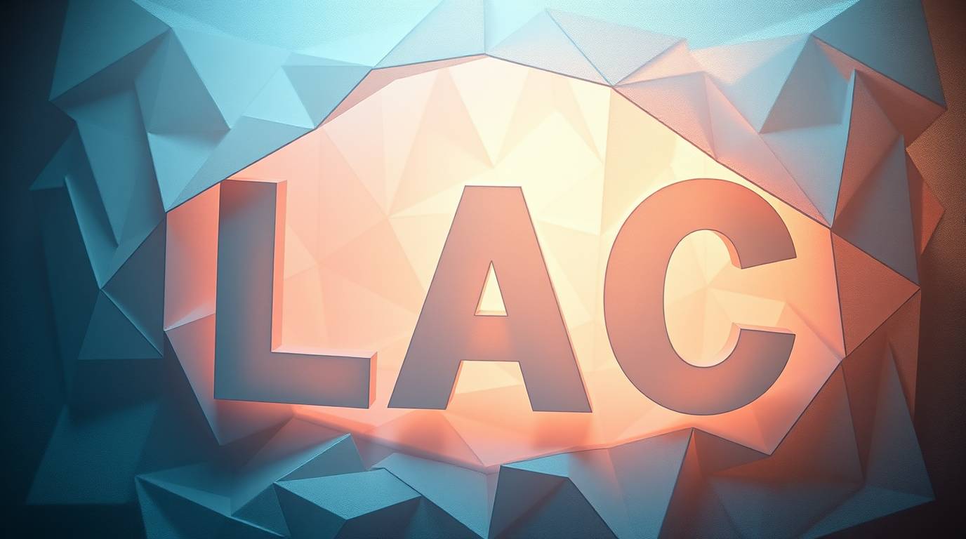 Geometric 3D letters L-A-C glowing against a faceted blue and warm-toned background, representing how nonsense words reveal true phonics decoding ability in early literacy instruction