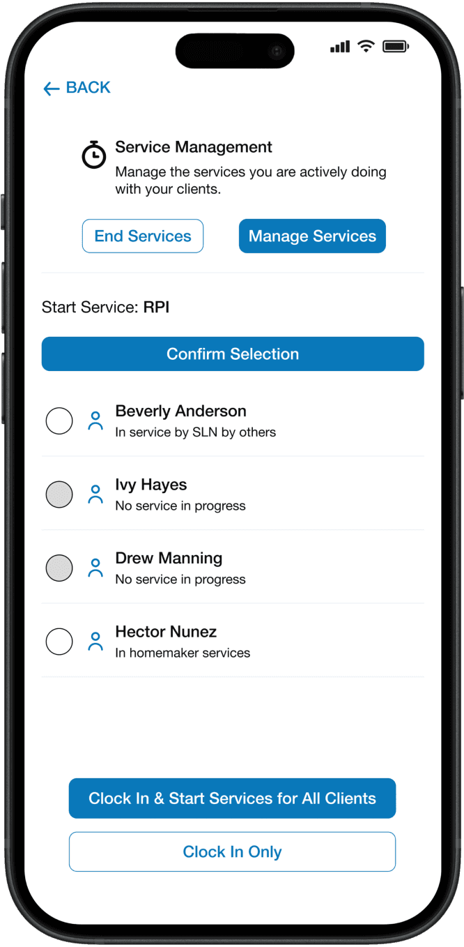Service code software in mobile app.