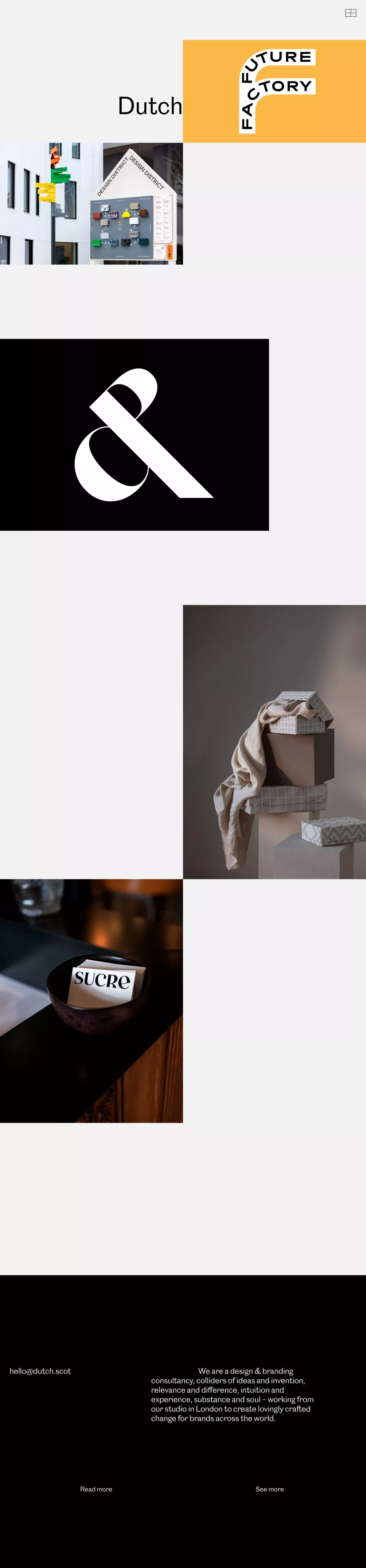 DutchScot portfolio page screenshot showcasing Design design