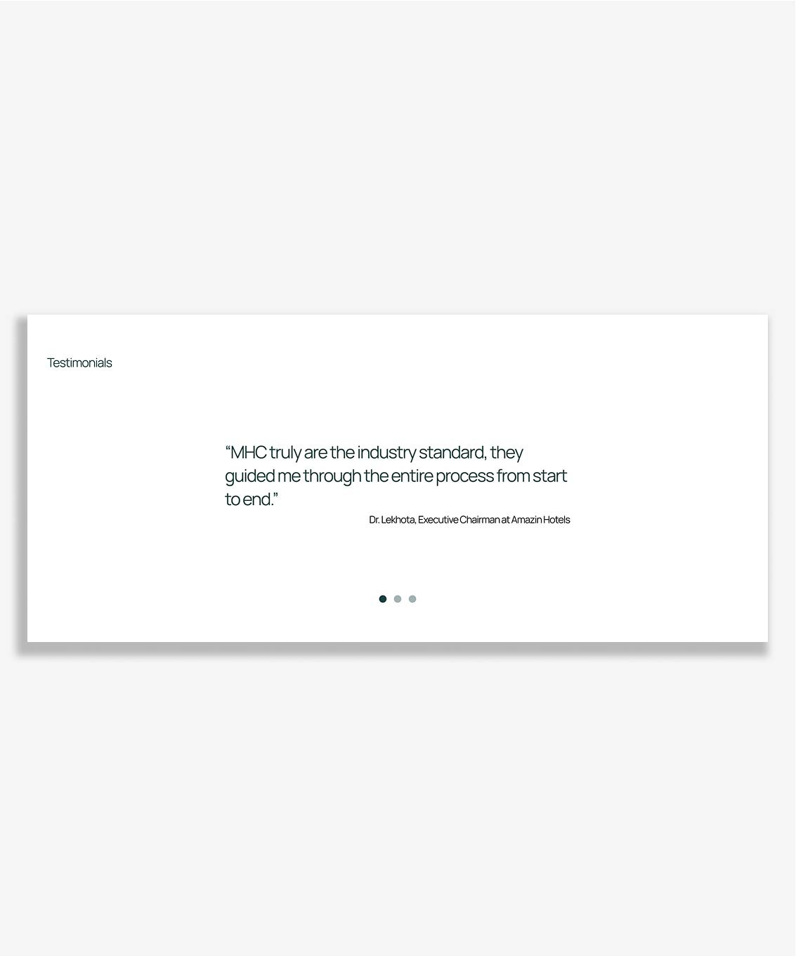 Minimalist website layout featuring a clean design and highlighted testimonial section