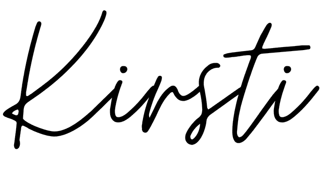 Elegant cursive signature of the name "Kirsti" in black.