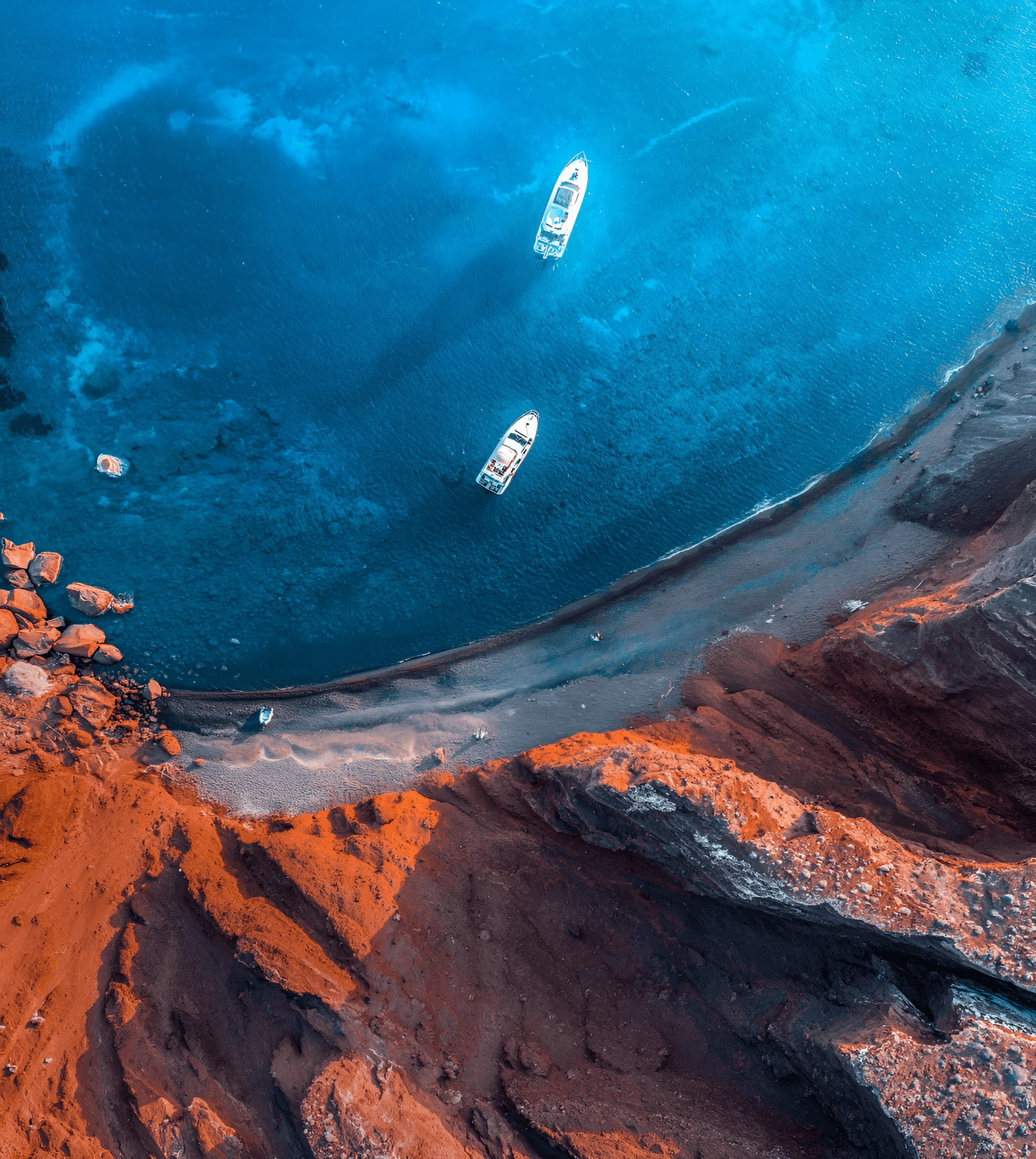 Santorini red beach from above