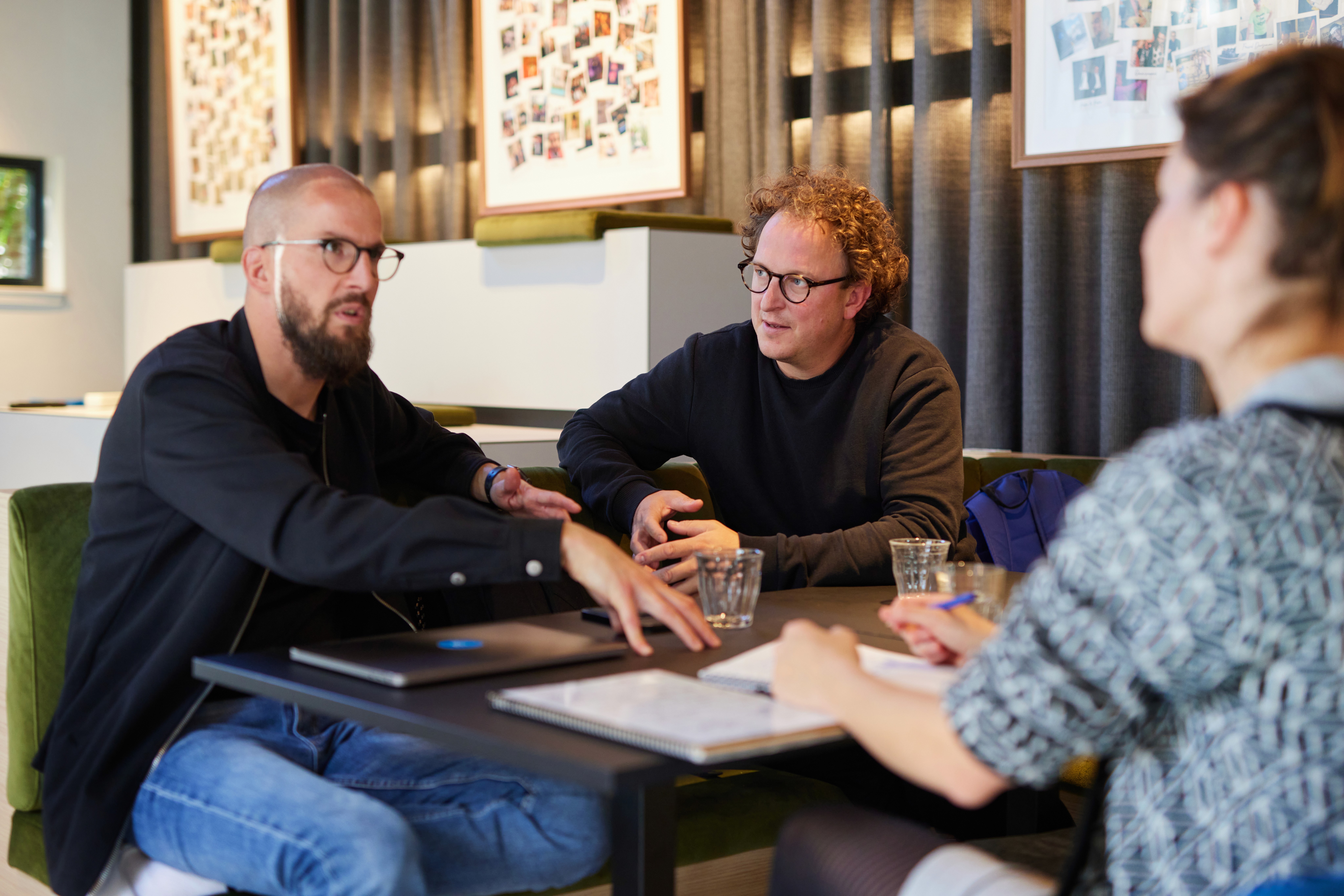 Hand with phone and a cutting-edge app on the screen