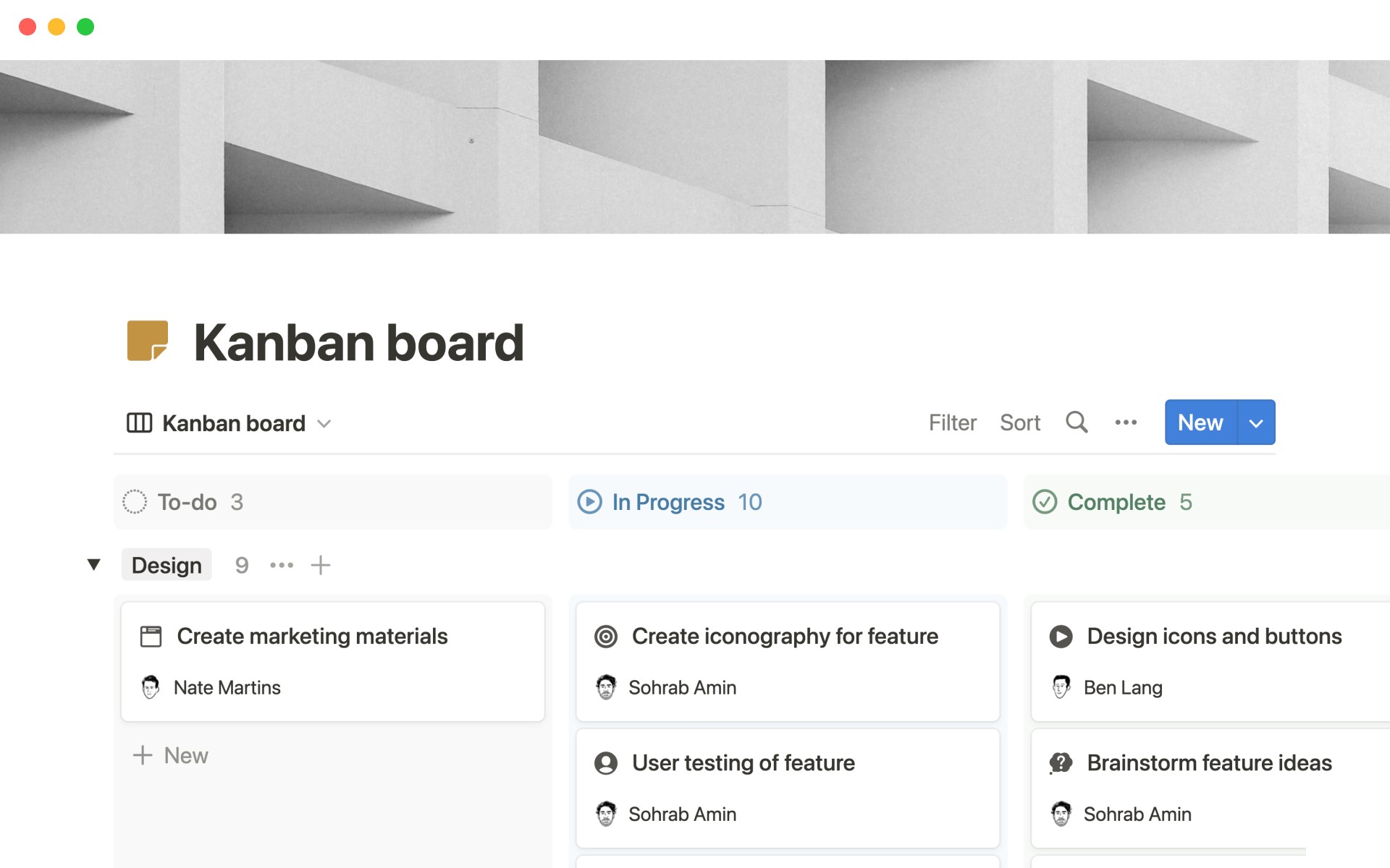 notion - kanban board