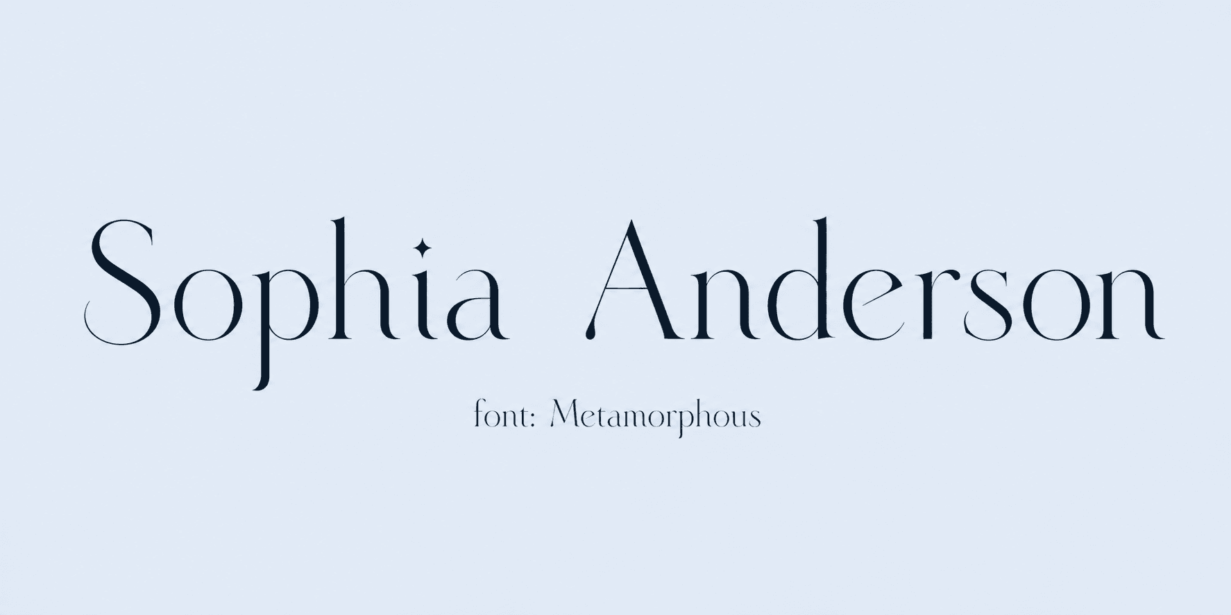 Sample name signed in a cursive signature font on a light background, with the font name labeled below.