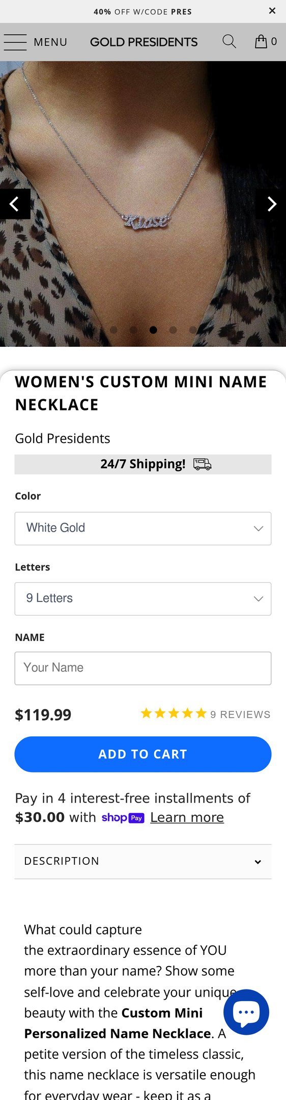 Jewelry product options include: necklace for Women's Custom Mini Name Necklace from Pres.