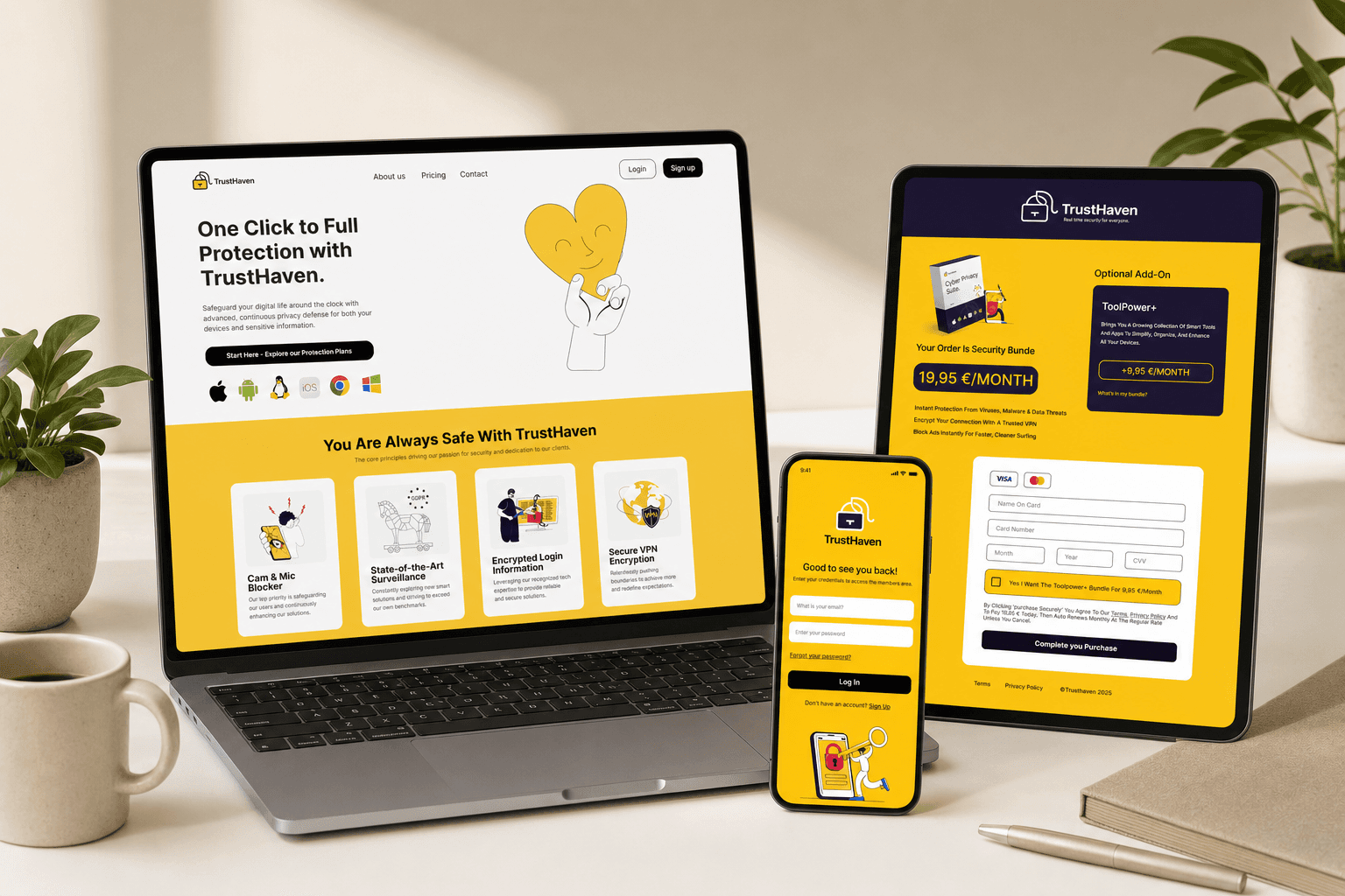trusthaven website design mockup