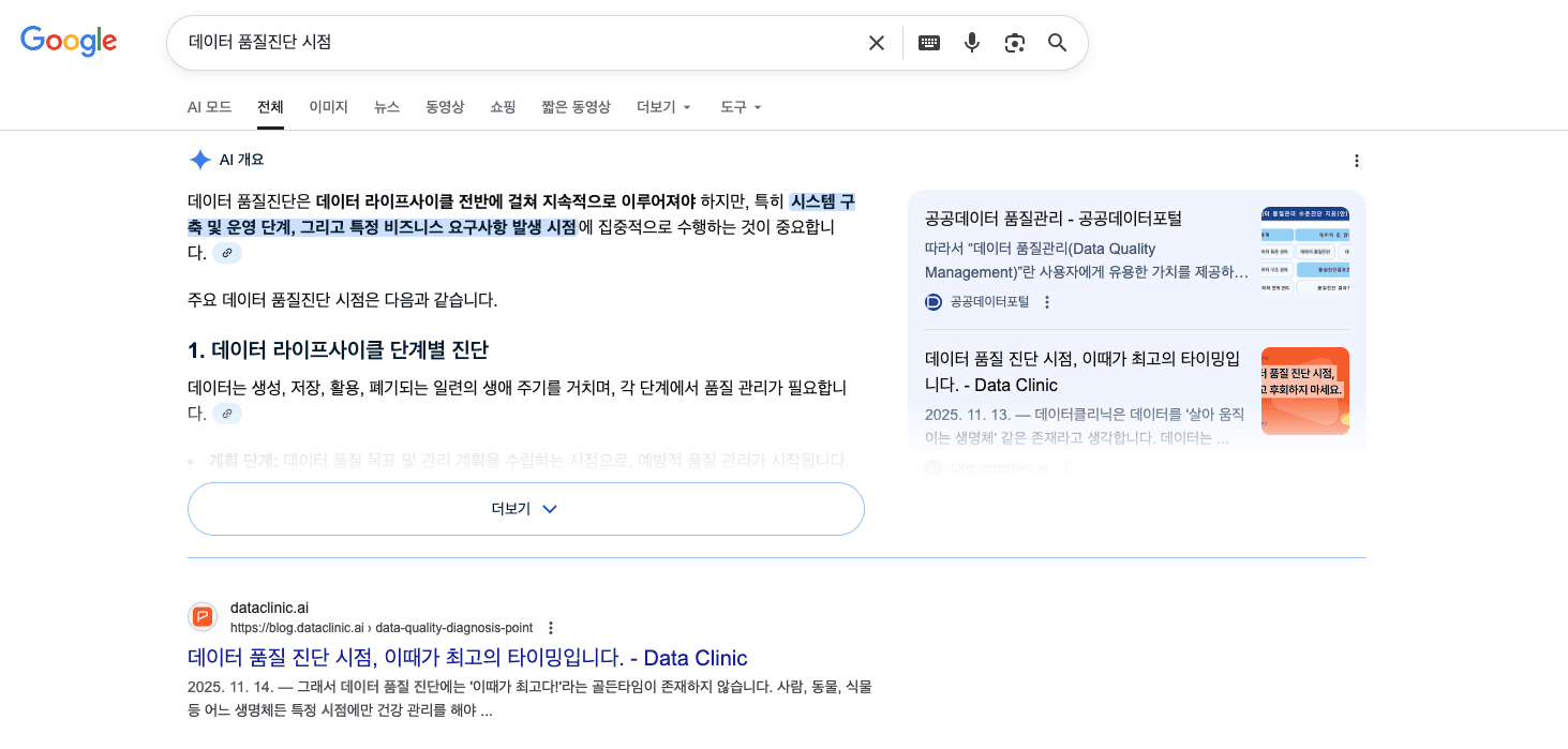 AI 개요(AI Overview)에 노출되는 위닝즈 고객사의 SEO 콘텐츠