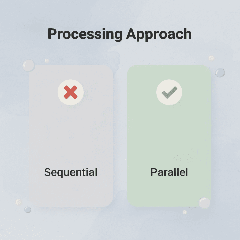 Before and after comparison of sequential vs parallel processing