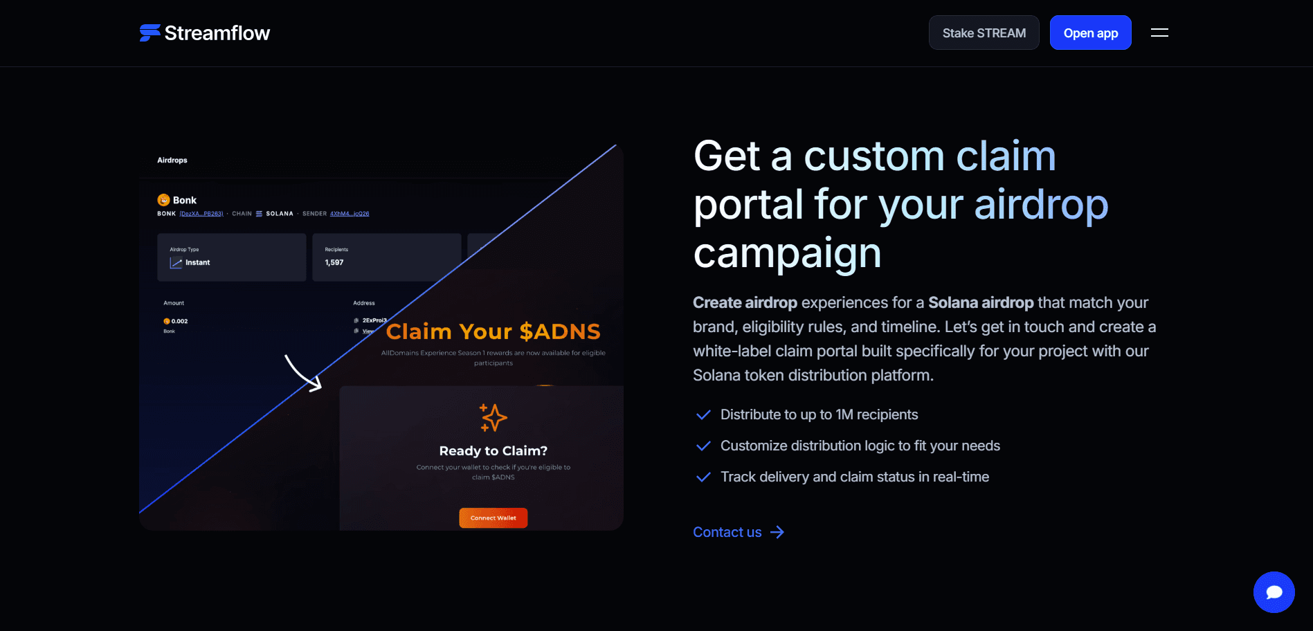Streamflow Token Airdrop Dashboard