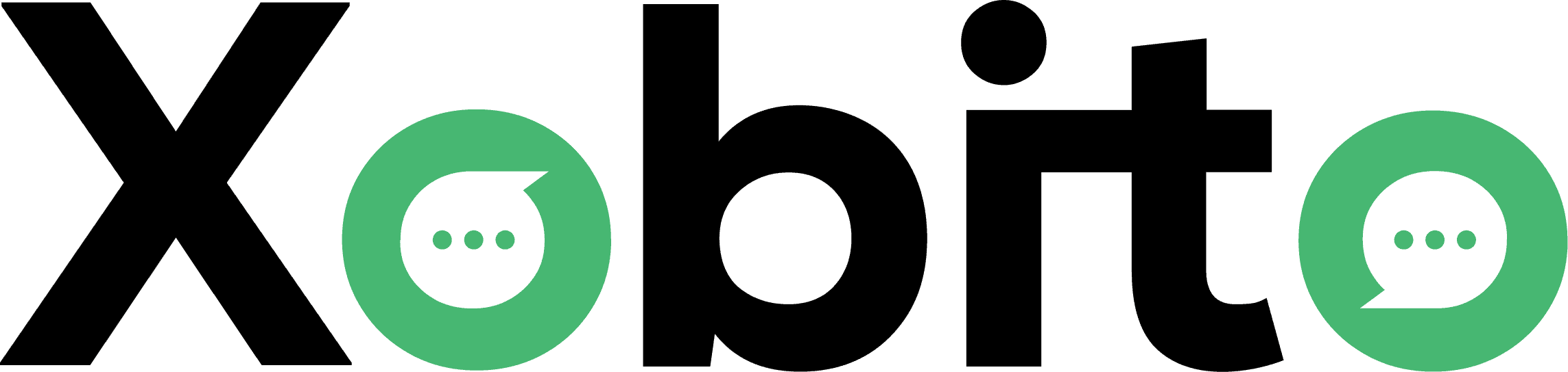 Xobito logo with two green speech bubble icons.