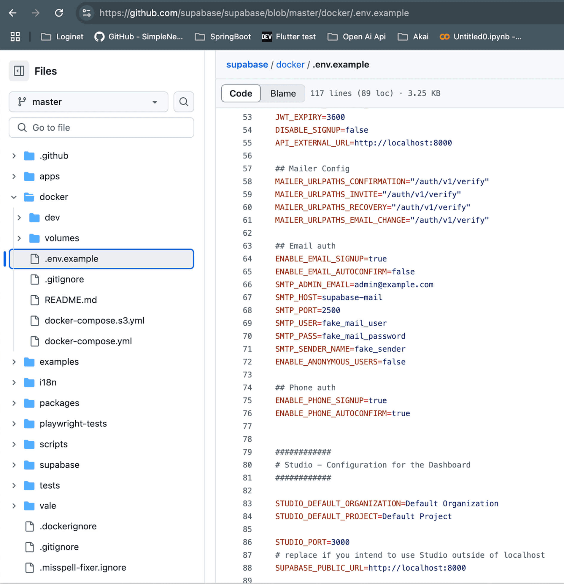 Bettair.life IoT development - Supabase environment variable configuration file on GitHub