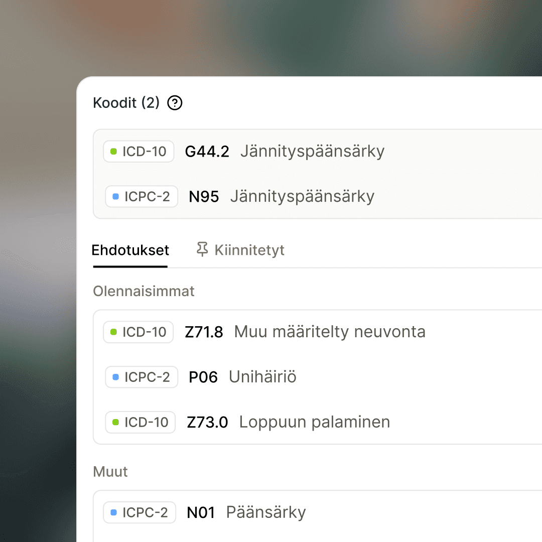 Tandem Coding Assistant suggesting diagnosis and procedure codes alongside a clinical note, with codes ranked by relevance.