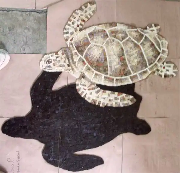 Turtle pool mosaic with vibrant tiles, transforming your pool into an aquatic oasis. Unique mosaic d.