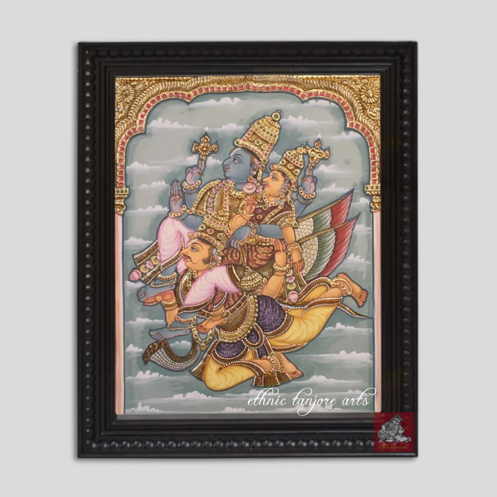 Antique Garuda Sevai Tanjore Painting