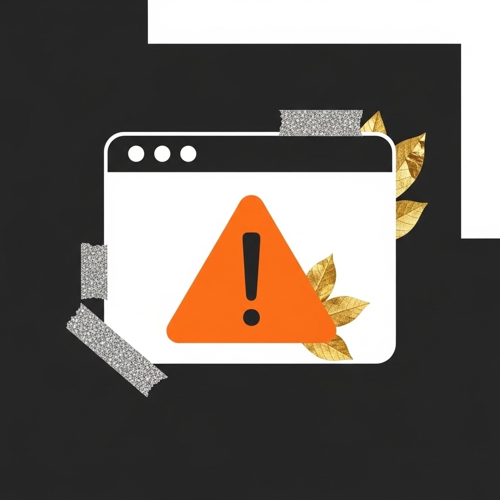 Symbolbild veraltete Firmenwebsite mit Warnhinweis – Redesign notwendig für moderne, sichere Online-Präsenz