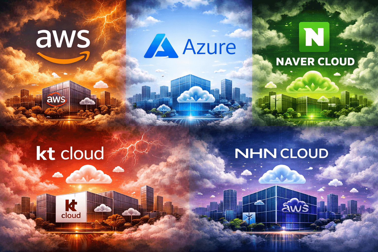 국내외 5대 클라우드 서비스 서버 비용 비교 (NHN Cloud, AWS, Azure, 네이버클라우드, KT클라우드)